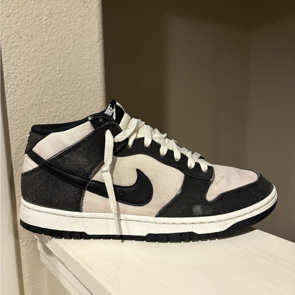 Nike Dunk Mid 'Panda' Sail/Black-Sail-Black Canvas DV0830-102 Mens Size 10.5 - Picture 2 of 9